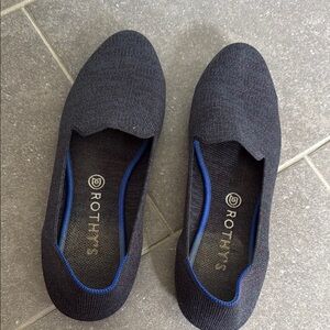 Rothy's Women's Pointed Flat in Navy Black - Slip-On Knit Comfort